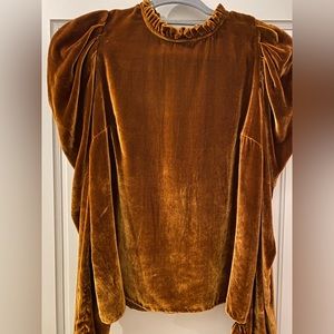 Ulla Johnson size 4 Victorian velvet auburn brown blouse EUC